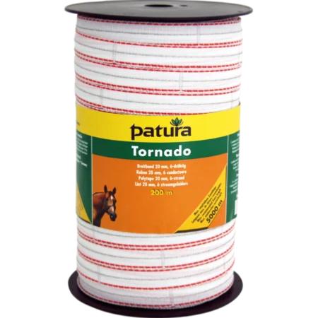 PATURA - Ruban TORNADO 20 MM pour clôture électrique - L200M blanc-orange