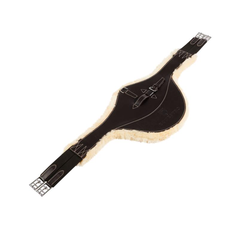 EQUESTRO - Sangle bavette en cuir italien doublée faux mouton 100 CM NOIR