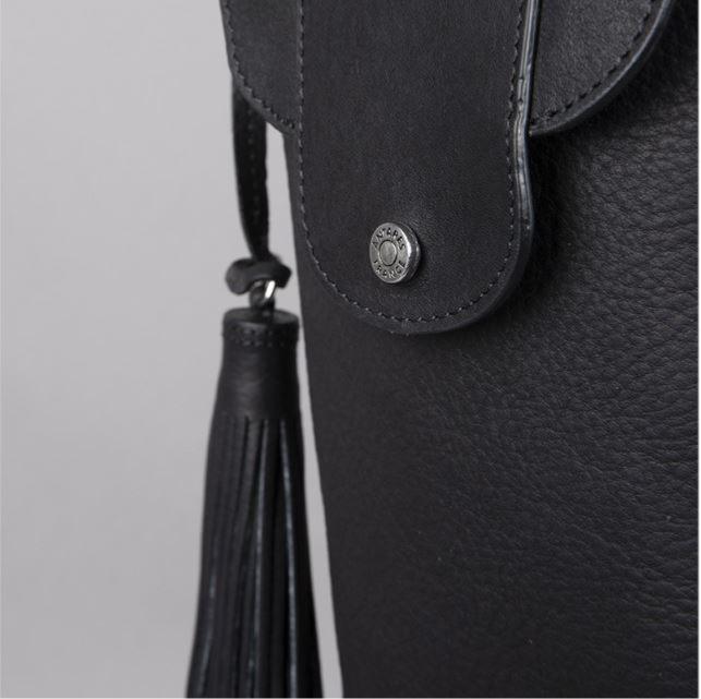 ANTARES - Pochette Portée Bandoulière en Cuir Grainé, LISBONNE NOIR