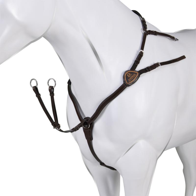 ACAVALLO - Collier de Chasse Anatomique 5 Points en Cuir Italien COB NOIR