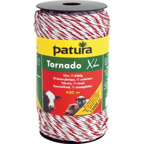 PATURA -  Fil électro-plast. TORNADO XL pour clôture électrique , Rouleau de 400 m, blanc-rouge