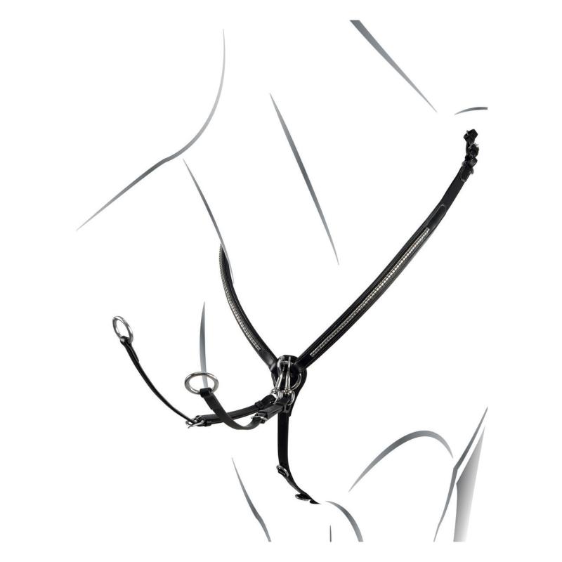 Collier de Chasse Clincher en Cuir avec Martingale, EQUESTRO NOIR Clincher ARGENT PONEY