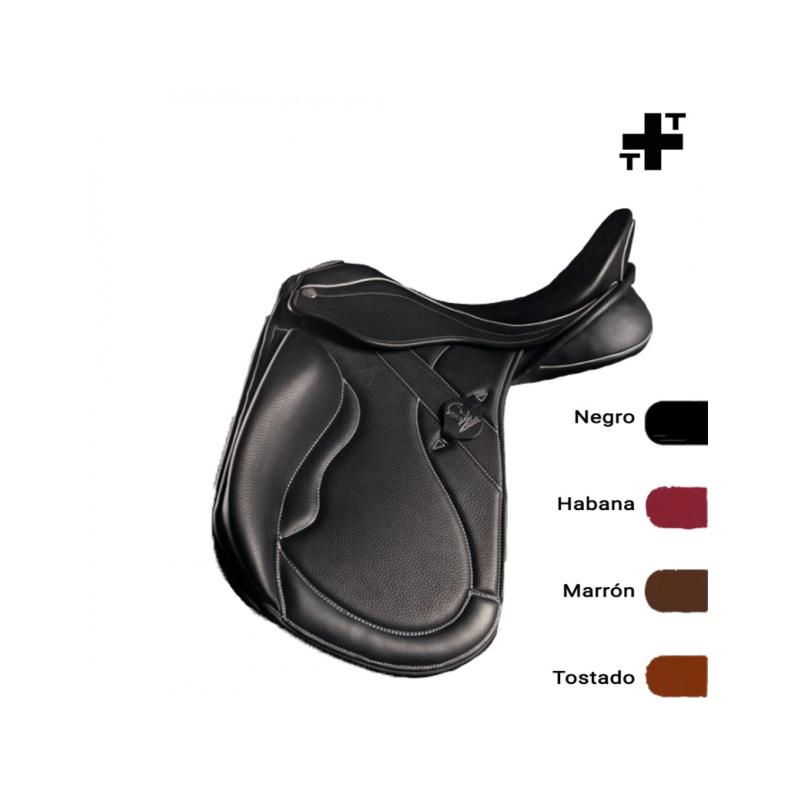 ZALDI - Selle de Dressage assise creuse MOT sur mesure NOIR 16.5 POUCES