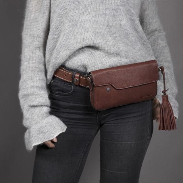ANTARES - Pochette Cuir avec Rabat à Porter en Bandoulière ou sur Ceinture, RIO