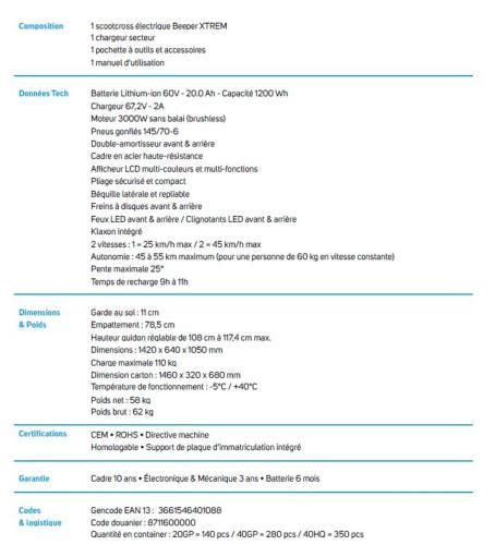BEEPER - Trottinette Scootcross Electrique Cavalier 3000W XTREM