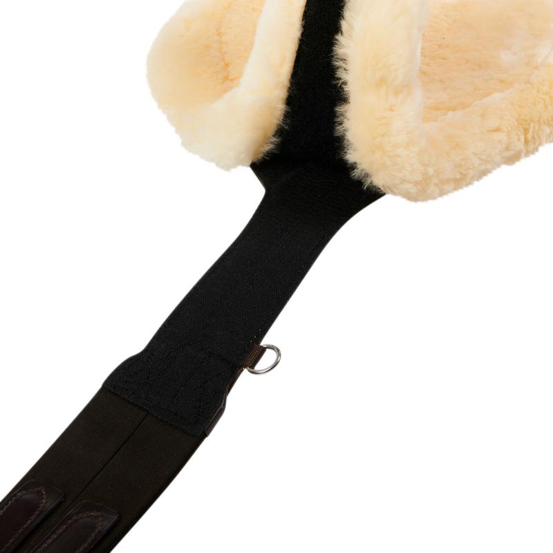 EQUESTRO - Sangle bavette en cuir italien doublée faux mouton 100 CM NOIR