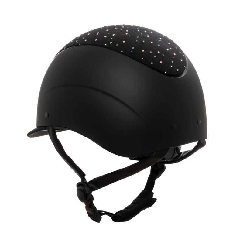 EQUESTRO - Casque d'Equitation Visière large ou courte et paillettes PROXIMA NOIR visière Courte TAILLE S 52 -54 CM