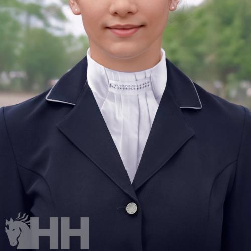 LEXHIS - Plastron de dressage plissé en satin avec col strass SAFIA 