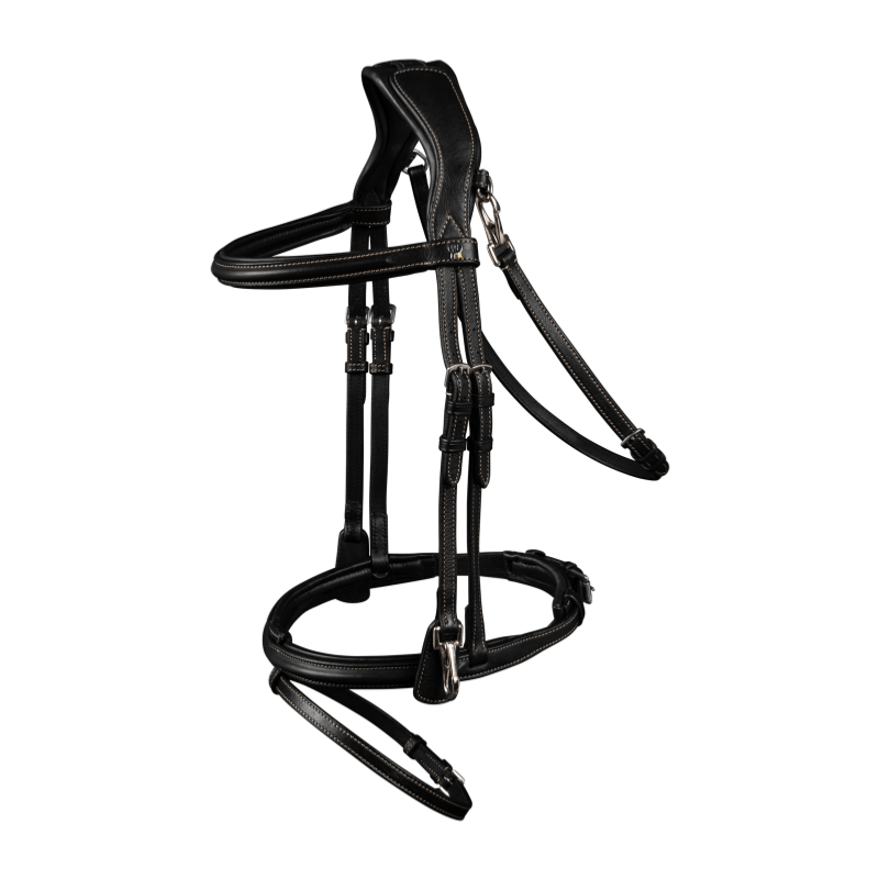 WALDHAUSEN - Bridon Cuir à têtière large et mousquetons WORK X LINE CHEVAL HAVANE