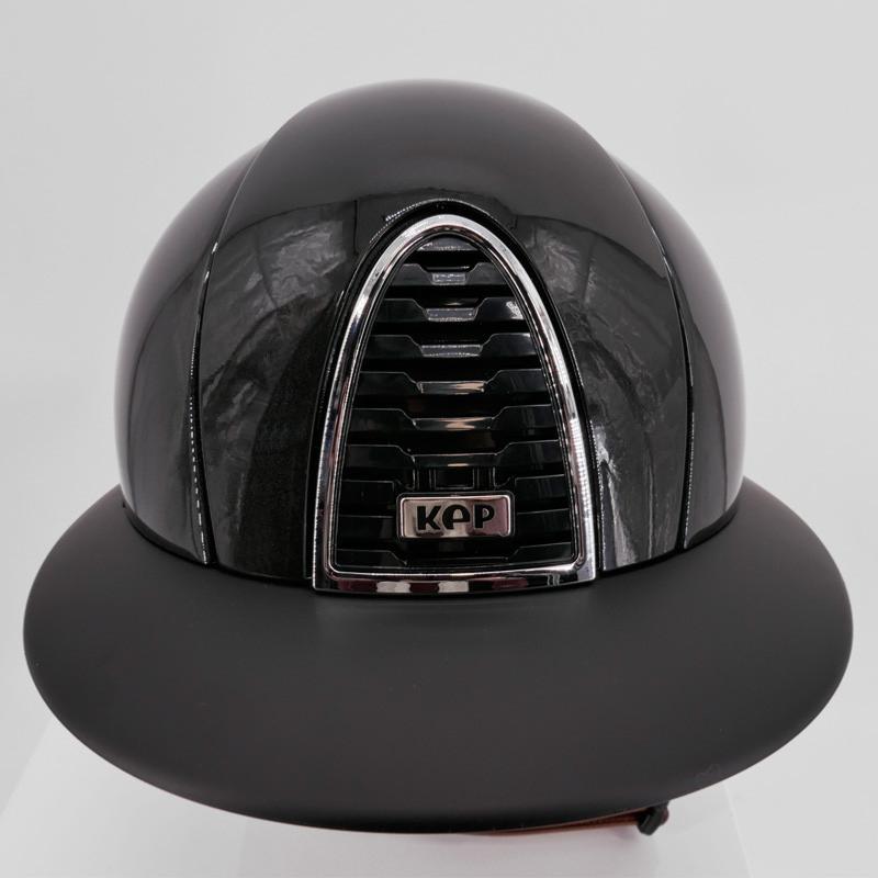 KEP ITALIA - Casque d'Equitation CROMO 2.0 SHINE Visière XL Jugulaire Camel TAILLE 51 CM NOIR