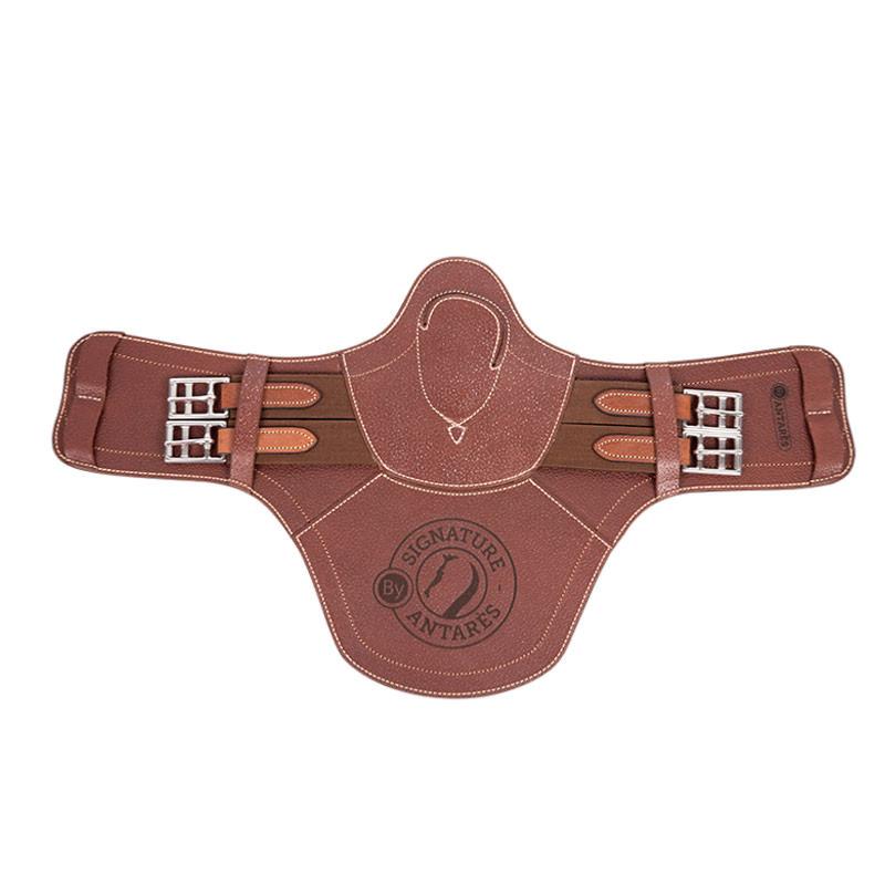 SIGNATURE by ANTARES - Bavette Courte Anatomique en Cuir à Doublure détachable 40CM HAVANE doublé MEMORY FOAM