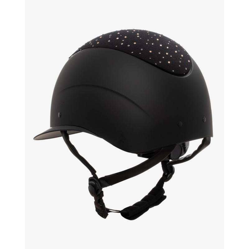 EQUESTRO - Casque d'Equitation Visière large ou courte et paillettes PROXIMA NOIR visière Courte TAILLE S 52 -54 CM