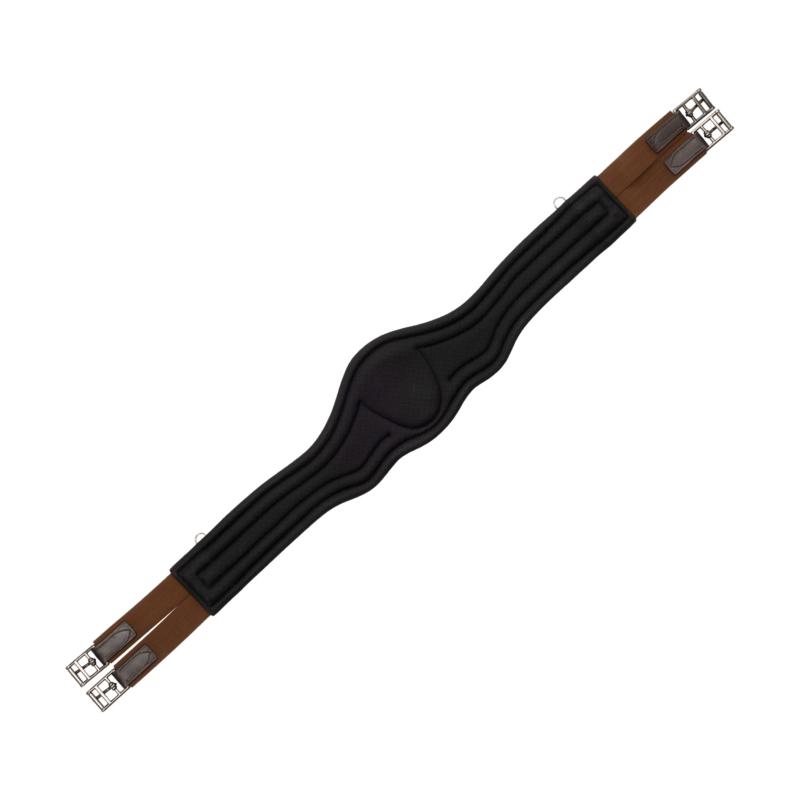 EQUESTRO - Sangle Anatomique en Cuir Doublée Néoprène avec Mousqueton NOIR 100 CM