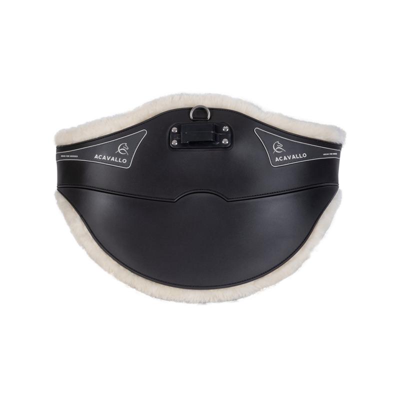 ACAVALLO - Sangle Bavette PVC avec Gel Anti Compression doublée Mouton Eco-wool 115 CM NOIR