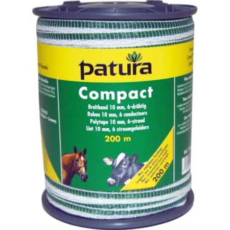 PATURA - Ruban COMPACT 10MM pour clôture électrique, L 200M blanc-vert