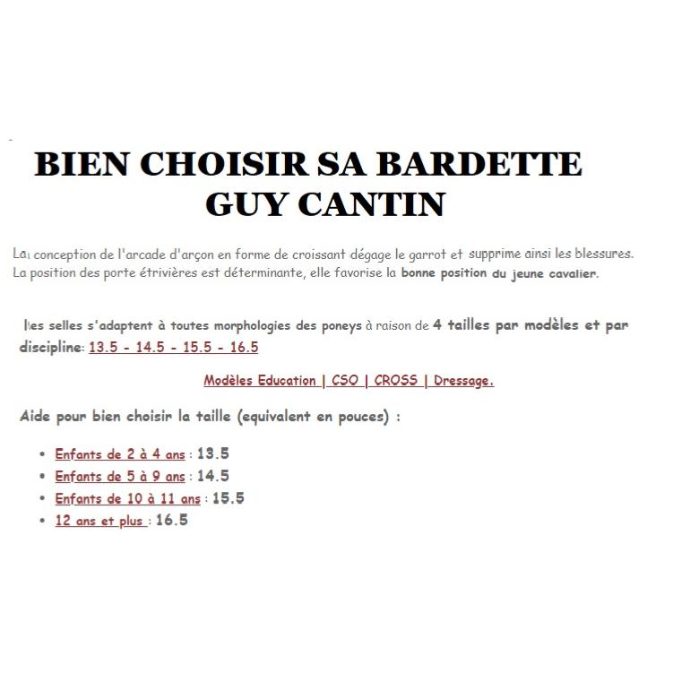 Guy CANTIN - GUY CANTIN - Selle bardette Evolution CROSS NOIR 14.5 POUCES (Siège 41.5 cm)