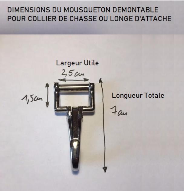 Mousqueton Démontable pour Longe et Collier Chasse Chromé