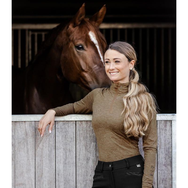 ELT - T Shirt Technique FEMME Col Zippé MILANO ML XXS FEMME NOIR