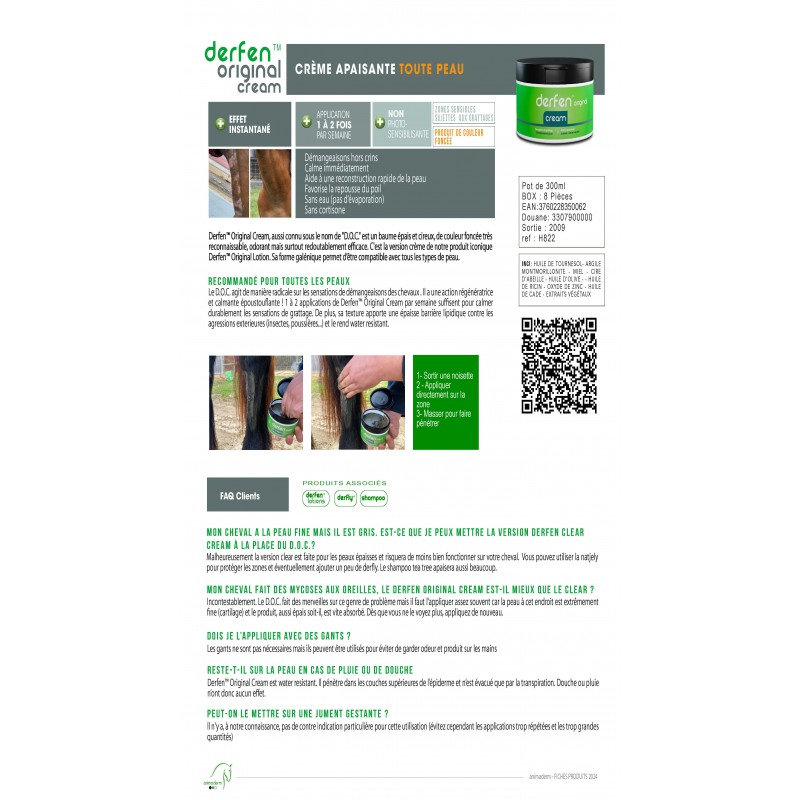 ANIMADERM- DERFEN Original Crème de la Dermite du Cheval, peau fine
