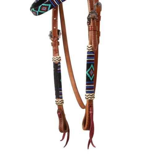 POOL'S - Bridon Western cuir décor perles PERLA