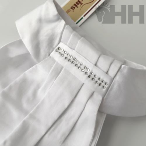LEXHIS - Plastron de dressage plissé en satin avec col strass SAFIA 