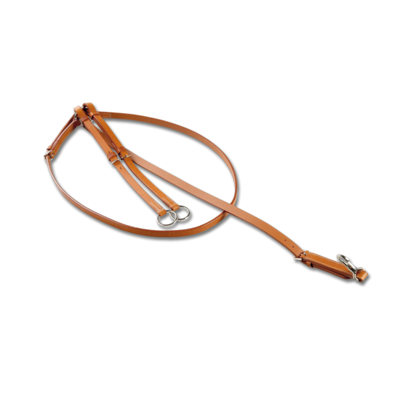 POOL'S - Martingale Western Cuir Réglable avec Fourchette Cuir Naturel (PHOTO)