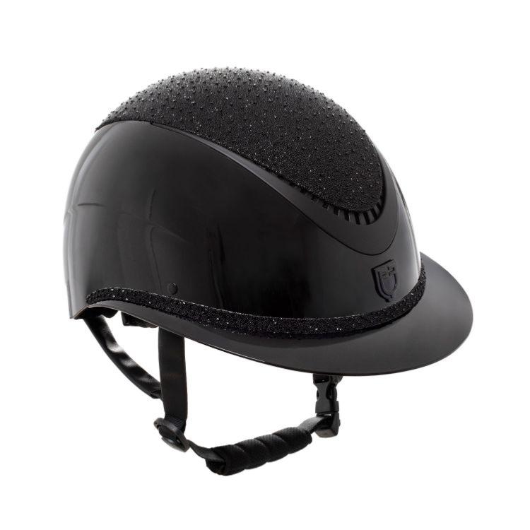 EQUESTRO - Casque d'Equitation strass à grande visière LUXE