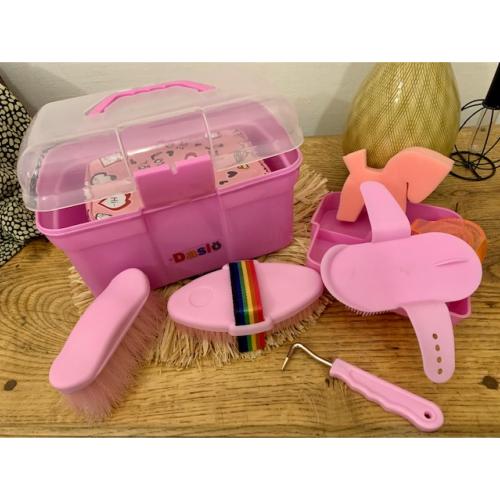 HORKA - Coffre de pansage complet avec brosses pour enfant, PINK