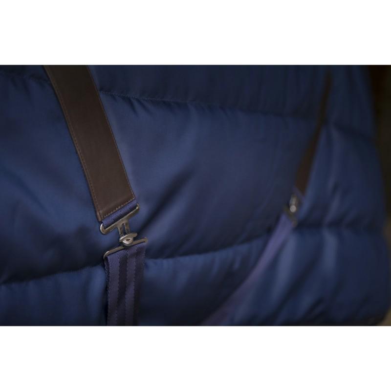 Couverture d'Ecurie Col Fourrure TEDDY Matelassée 200G, EQUITHEME 125 cm/5'9/175 cm MARINE/ECRU