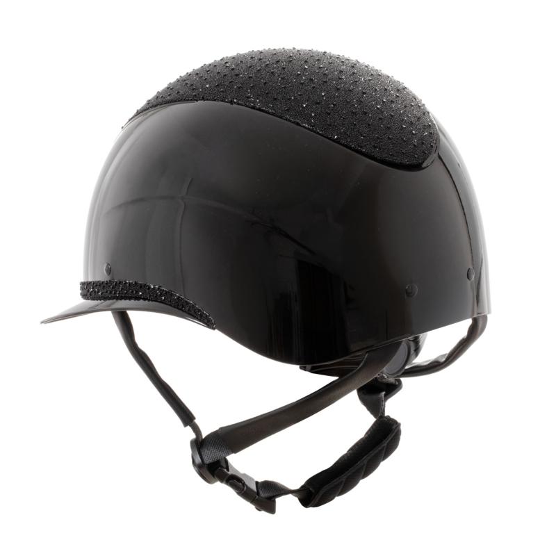 EQUESTRO - Casque d'Equitation strass à grande visière LUXE TAILLE S 52- 54 CM