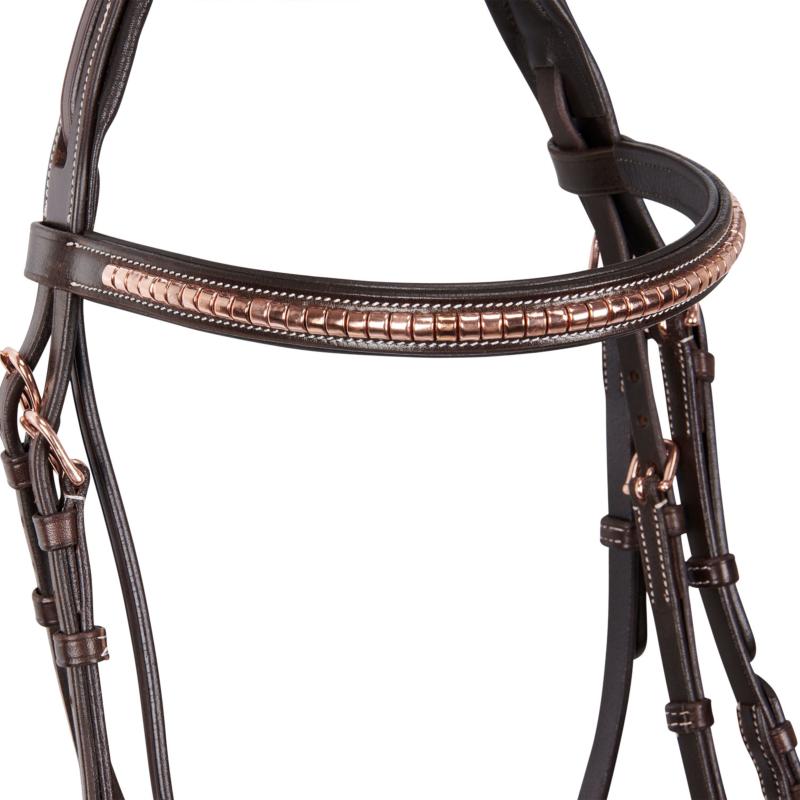 EQUESTRO - Bridon clincher ROSEGOLD anatomique à muserolle combinée PONEY NOIR