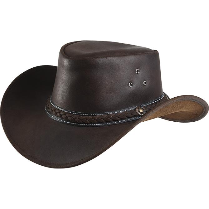 RANDOL'S - Chapeau de randonnée rigide en cuir et fil à mémoire STYLE