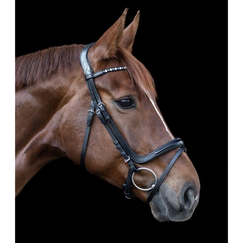 WALDHAUSEN - Bridon en Cuir XLine avec Muserolle Déportée FREEDOM COB