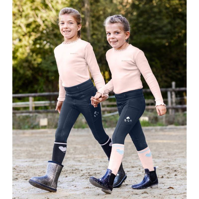 ELT - T Shirt équitation Manches Longues ENFANT, JUNIOR LUCKY MERLE 110/116  CM MARINE