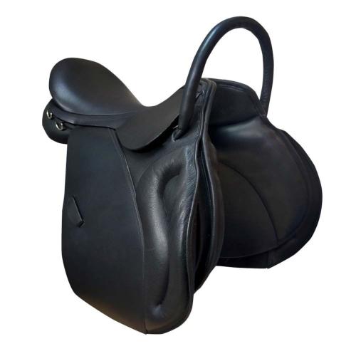 SULEX - Selle anglaise Éducative cuir avec Poignée rigide 18 pouces 