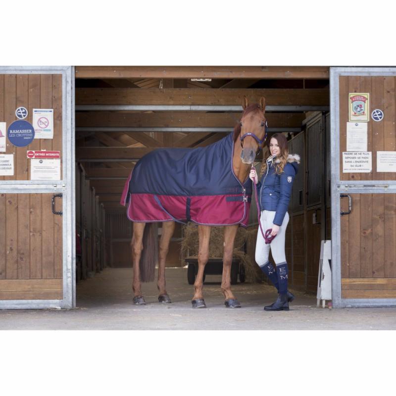 EQUITHEME TYREX - Couverture pré High Neck 1200D matelassée MARINE/BORDEAUX 50G 125 CM/5'9/175 cm