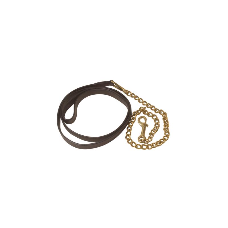 Longe de présentation Cuir avec chaîne Argent ou Dorée, UMBRIA NOIR CHAINE ARGENT