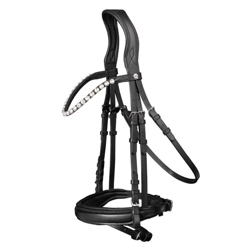 WALDHAUSEN - Bridon en Cuir X LINE à Muserolle Pull Back Anatomique GOLDHEART CHEVAL