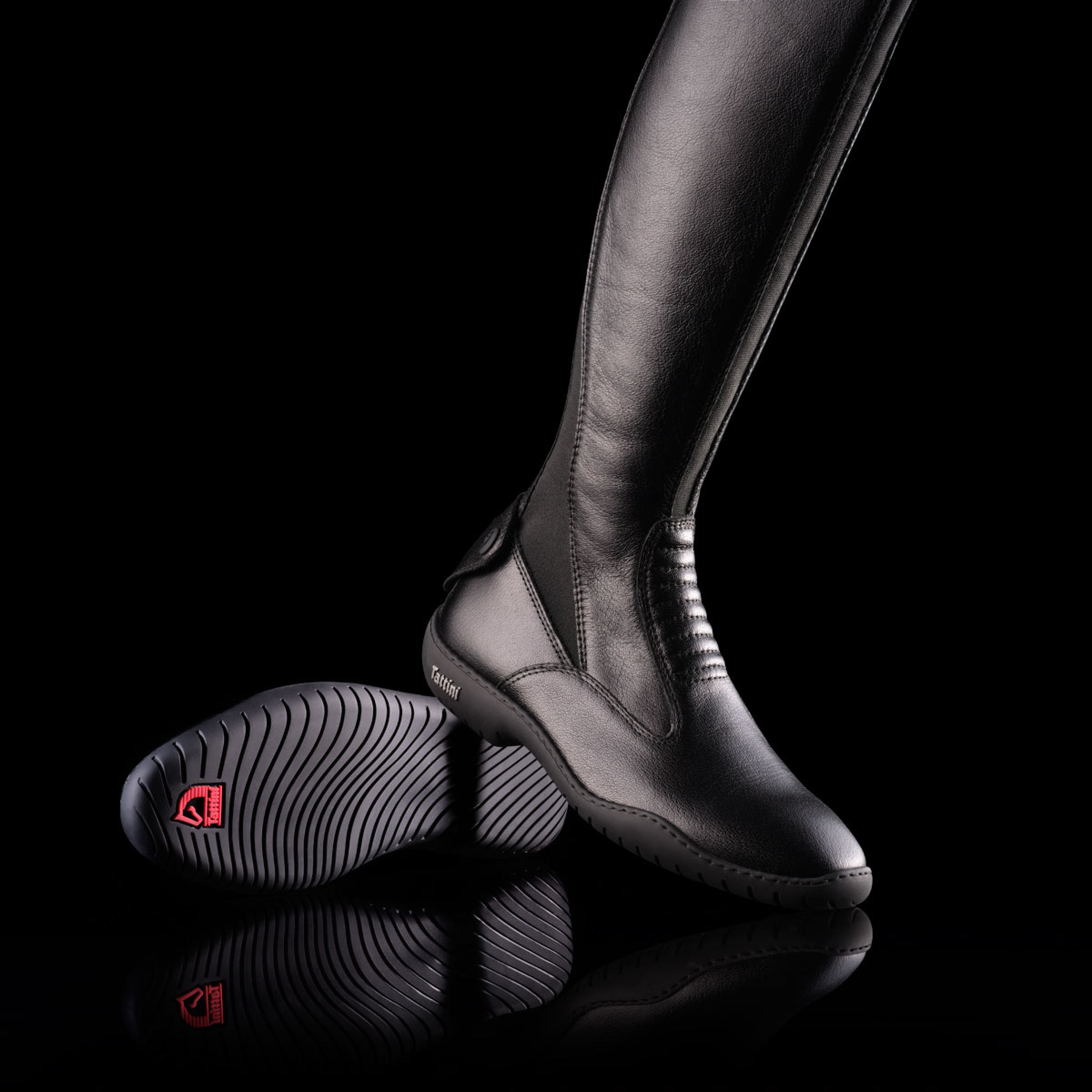 TATTINI - Bottes équitation cuir grainé avec semelle sport SEGUGIO SH XXS NOIR 37 FR
