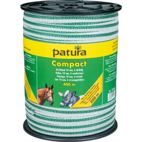 PATURA - Ruban COMPACT 10MM Pour clôture électrique, L 400M  blanc-vert