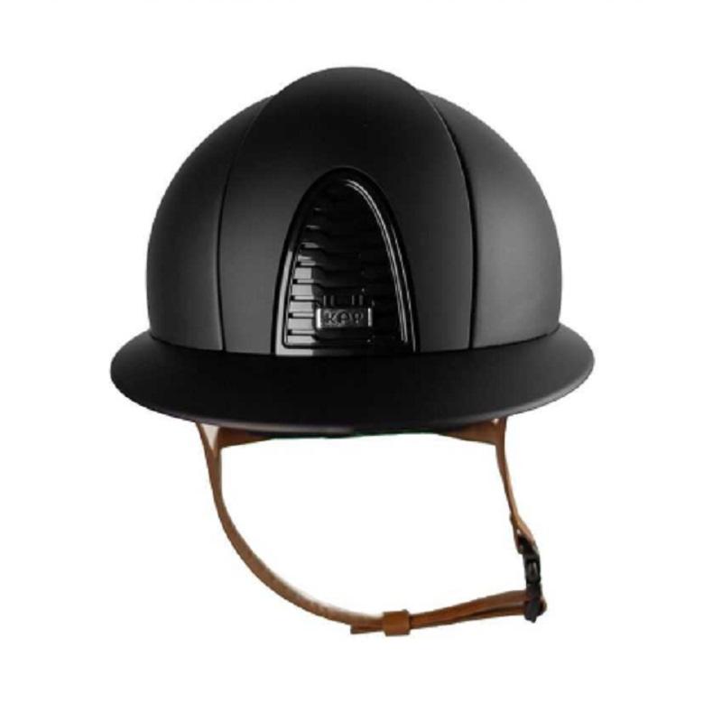 KEP ITALIA - Casque équitation Cromo Matt 2.0 Visière Polo jugulaire Camel TAILLE 51 CM NOIR