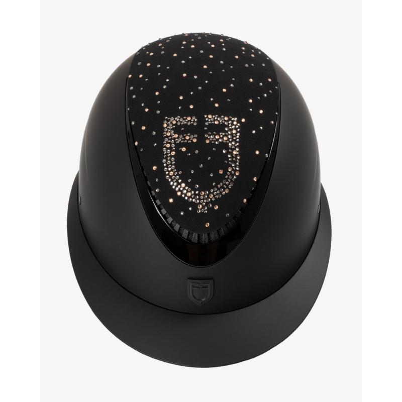 EQUESTRO - Casque d'Equitation Visière large ou courte et paillettes PROXIMA NOIR visière Courte TAILLE S 52 -54 CM