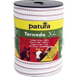 PATURA - Ruban TORNADO XL 12,5 mm pour clôture électrique , Rouleau de 400 m, blanc-rouge