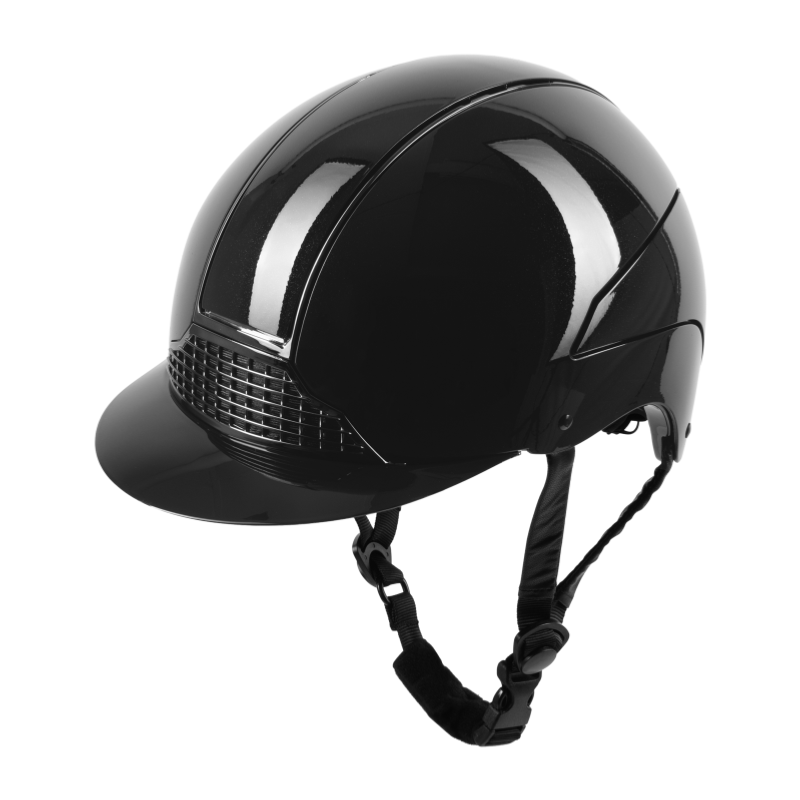 SWING - Casque d'équitation brillant visière standard GLOSSY H24 NOIR TAILLE 51 -55 CM