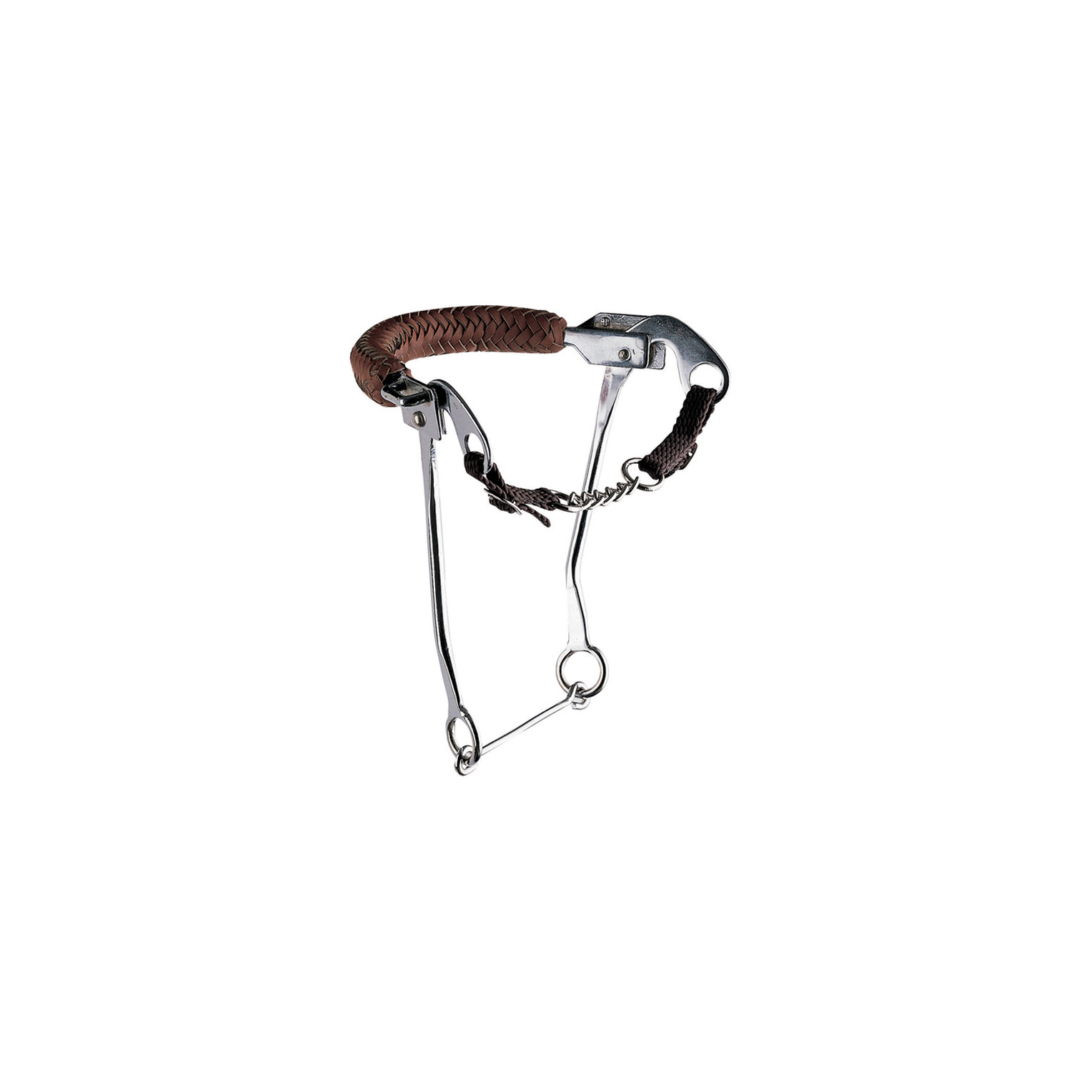 POOL'S - Hackamore inox avec muserolle tressée cuir branches longues
