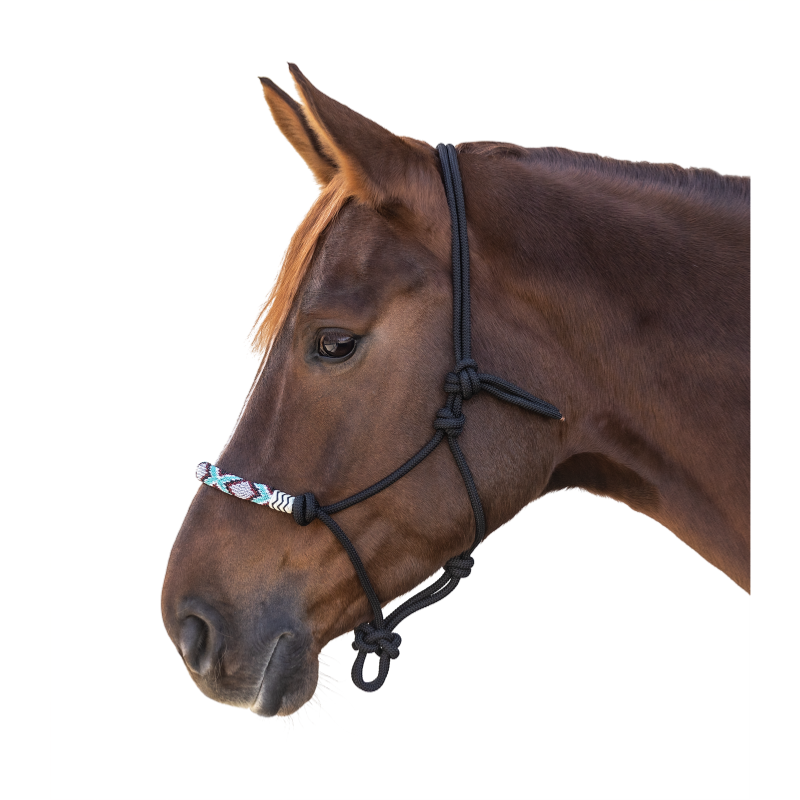 WALDHAUSEN - Licol à nœuds ÉTHOLOGIQUE avec chanfrein doublé PEARL COB NOIR