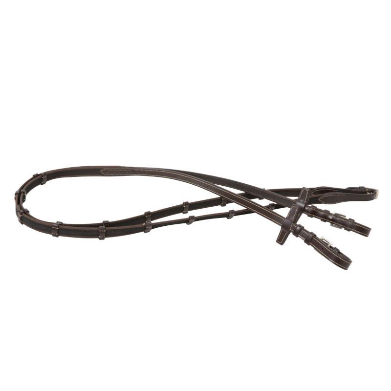 SIGNATURE by ANTARES - Rênes Tissu Grip 16MM avec 7 Arrêtoirs Cuir