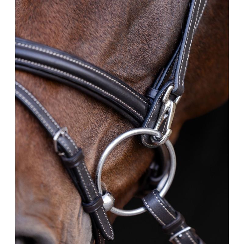 WALDHAUSEN - Bridon Cuir à têtière large et mousquetons WORK X LINE CHEVAL HAVANE