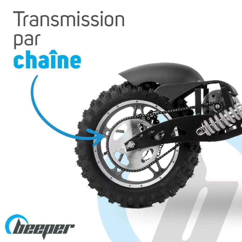 BEEPER - Trottinette Electrique Cavalier Tout terrain CROSS Avec Siège TROTTINETTE CROSS 1000W PLOMB