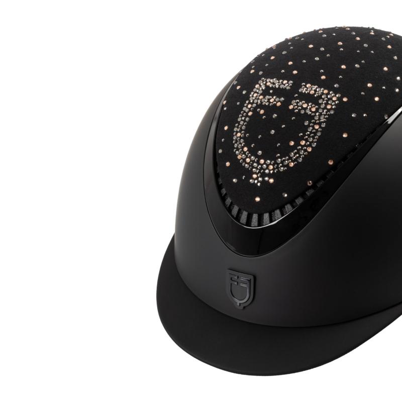 EQUESTRO - Casque d'Equitation Visière large ou courte et paillettes PROXIMA NOIR visière Courte TAILLE S 52 -54 CM